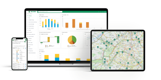 Arval Connect op een smartphone, laptop en tablet