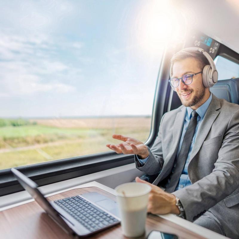 A man working on a train