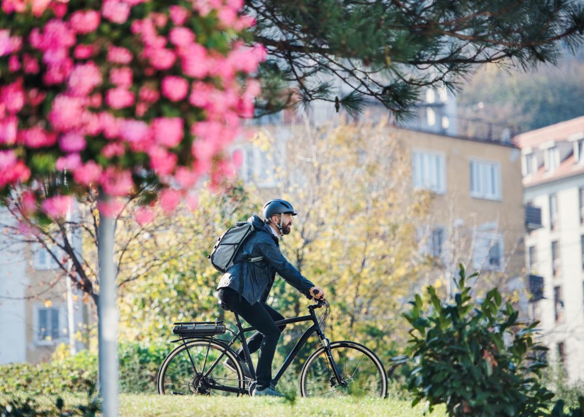 Man on e-bike