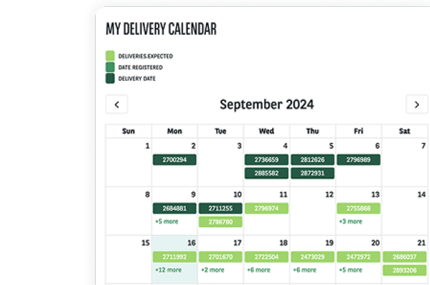 Delivery calendar