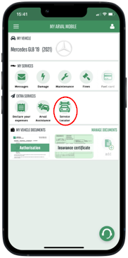 Service Locator in My Arval Mobile