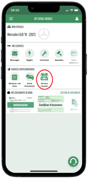 Service Locator dans My Arval Mobile